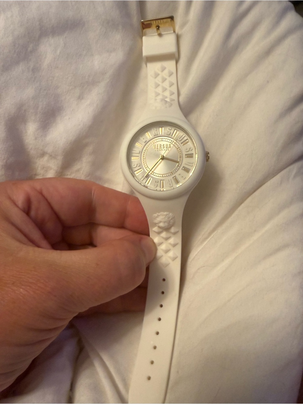 Versace White Silicone Watch with Gold Accents
